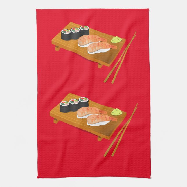 Sushi cute Japanese food Kitchen Towel (Vertical)