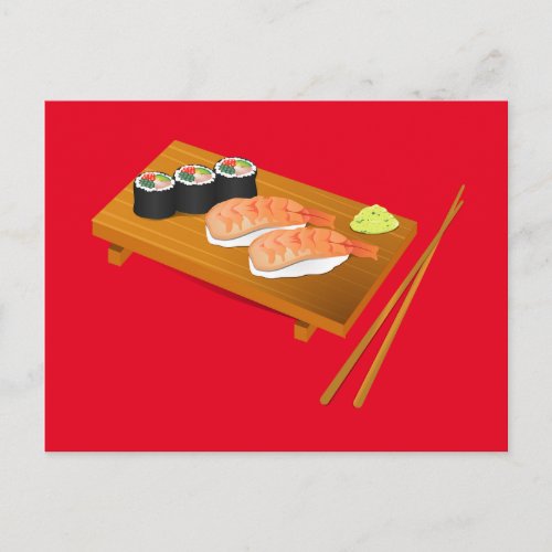 Sushi cute Japanese food Postcard
