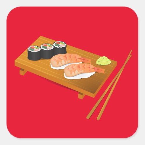 Sushi cute Japanese food Square Sticker