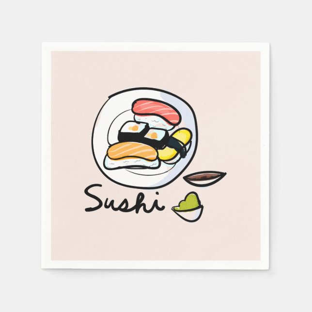 Sushi cute kawaii Japanese dinner party Napkins (Front)