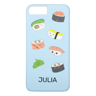 Sushi Delight: Blue Kawaii-Style iPhone 8 Plus/7 Plus Case