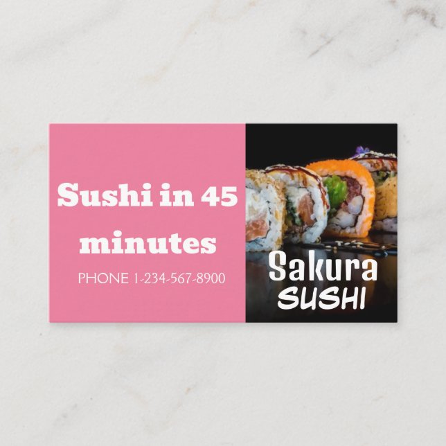 Sushi Delivery Discount Sale Offer Business Card (Front)