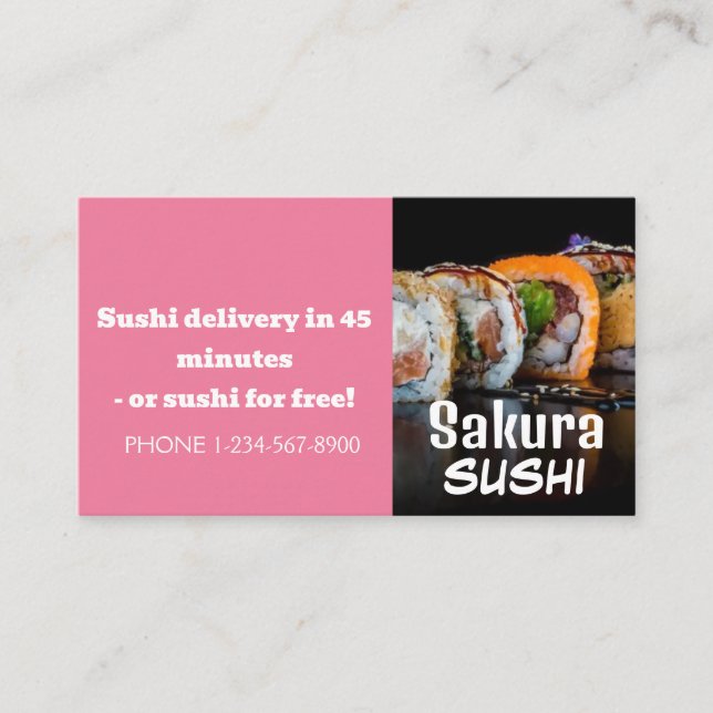 Sushi Delivery Discount Sale Offer Business Card (Front)