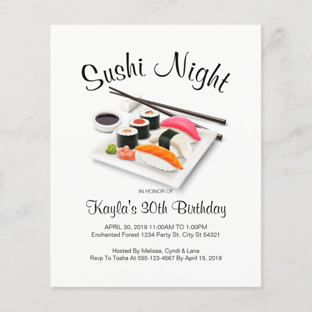 Sushi Dinner Party Invitations (Front)