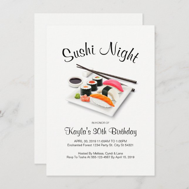 Sushi Dinner Party Invitations (Front/Back)
