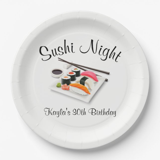 Sushi Dinner Party Paper Plates (Front)