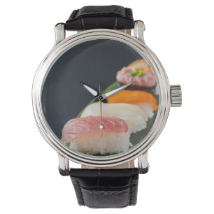 Sushi Elegance Watch – Classic Black & Leaf