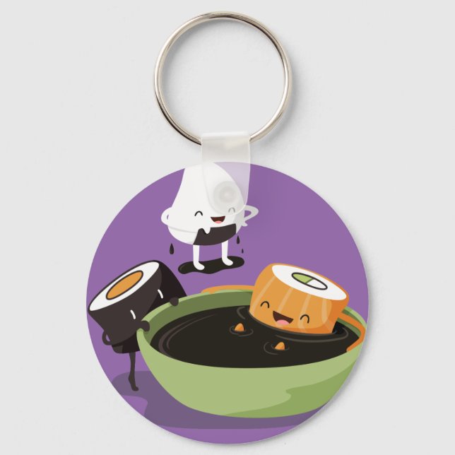 Sushi enjoy bath time funny keychain (Front)