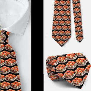 Sushi Fan Restaurant Chef Japanese Food Necktie