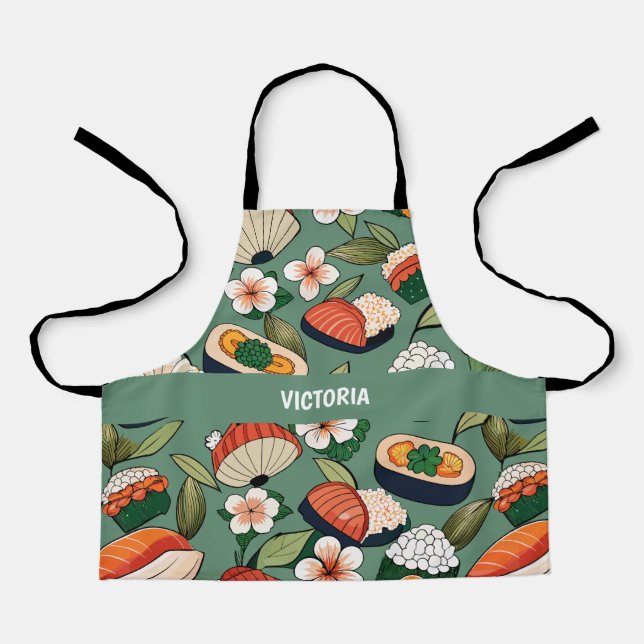 Sushi Floral Custom Pattern Apron (Front)