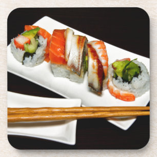 Sushi Food Restaurant Eat Exotic Meals Fast Food Beverage Coaster