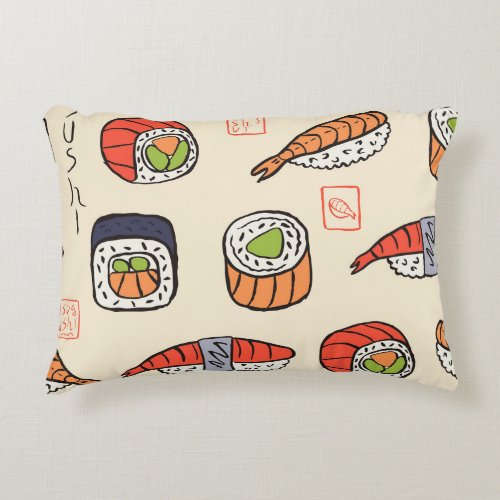 Sushi food seamless pattern design accent pillow