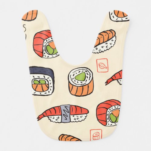 Sushi food seamless pattern design baby bib