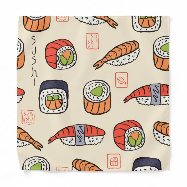 Sushi food, seamless pattern design. bandana (Front)