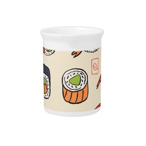 Sushi food seamless pattern design beverage pitcher