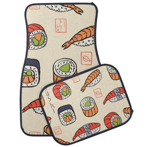 Sushi food seamless pattern design car floor mat
