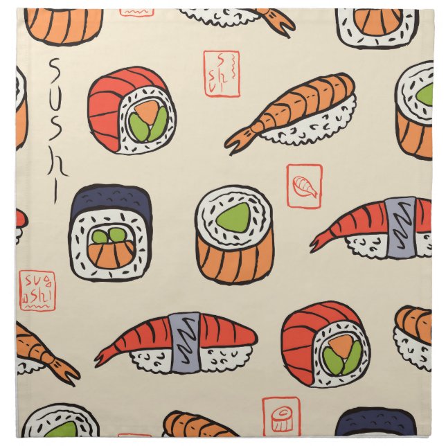 Sushi food, seamless pattern design. cloth napkin (Front)