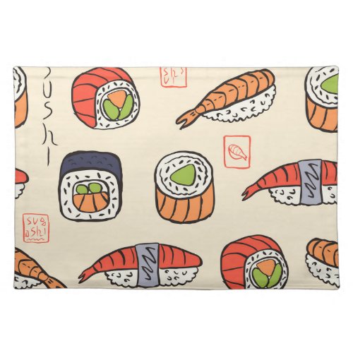 Sushi food seamless pattern design cloth placemat