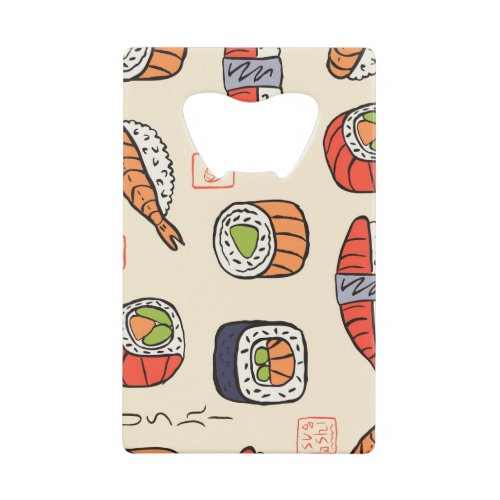 Sushi food seamless pattern design credit card bottle opener