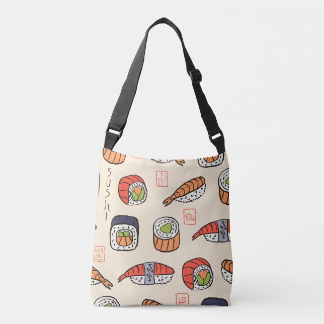 Sushi food, seamless pattern design. crossbody bag (Front)