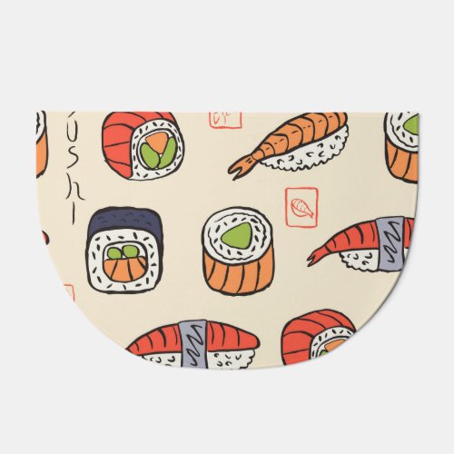 Sushi food seamless pattern design doormat