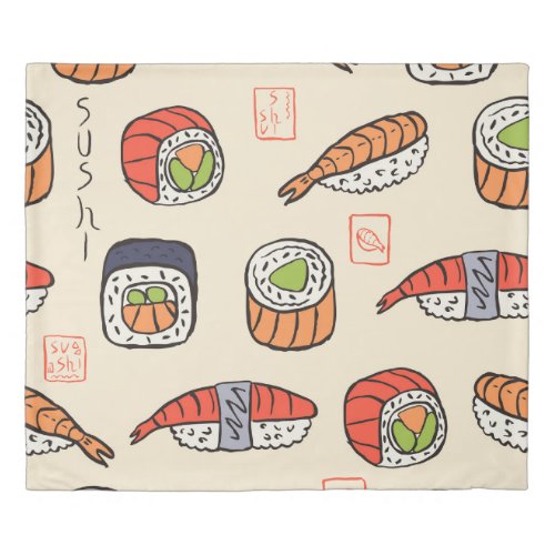Sushi food seamless pattern design duvet cover