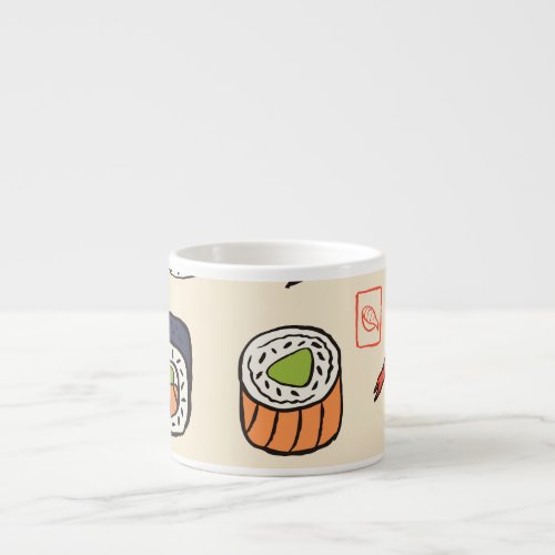 Sushi food seamless pattern design espresso cup