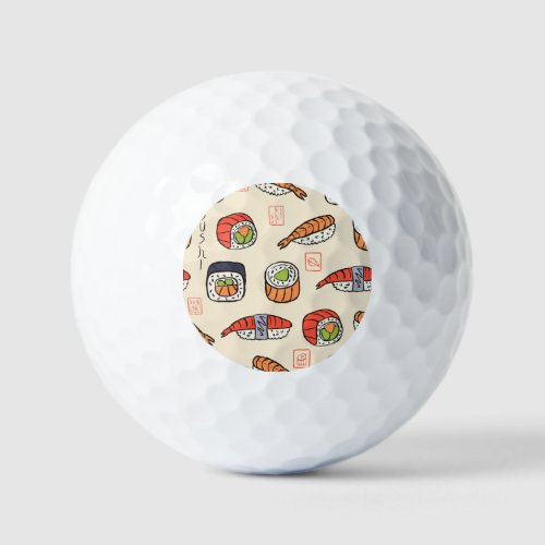 Sushi food seamless pattern design golf balls