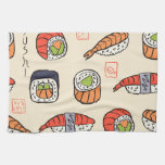 Sushi food, seamless pattern design. kitchen towel