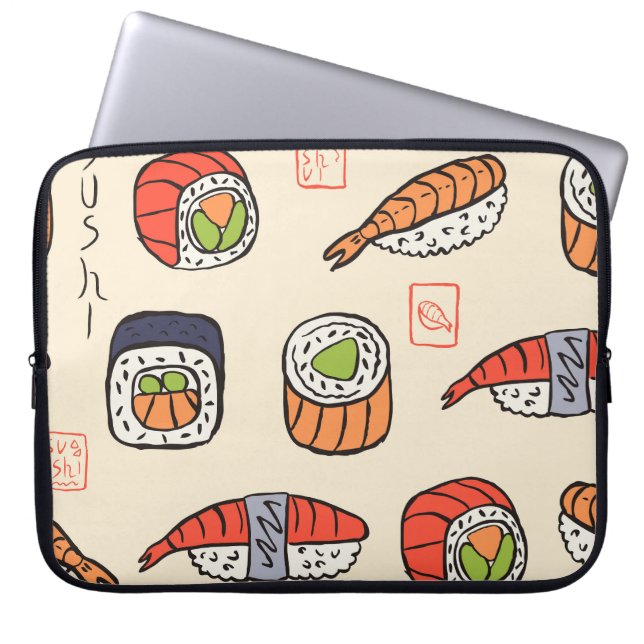 Sushi food, seamless pattern design. laptop sleeve (Front)