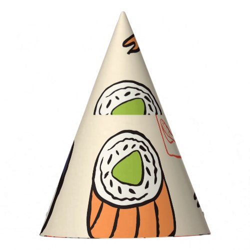 Sushi food seamless pattern design party hat
