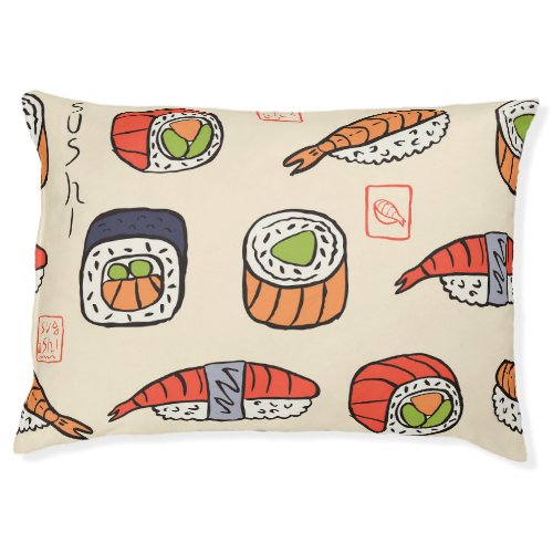 Sushi food seamless pattern design pet bed