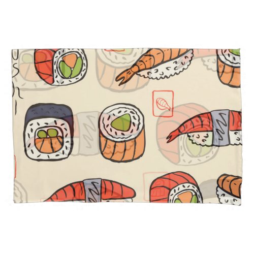 Sushi food seamless pattern design pillow case