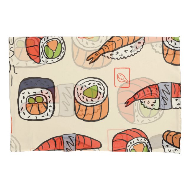 Sushi food, seamless pattern design. pillow case (Front)