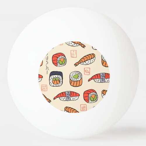 Sushi food seamless pattern design ping pong ball
