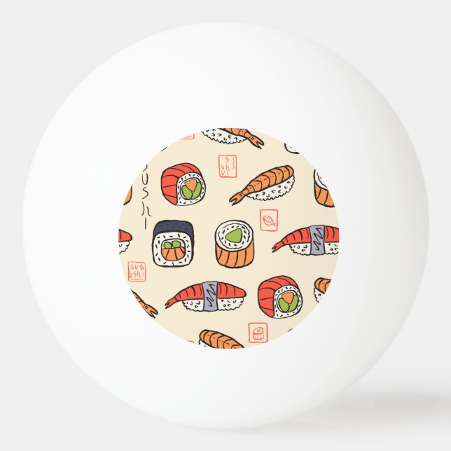 Sushi food, seamless pattern design. ping pong ball (Front)
