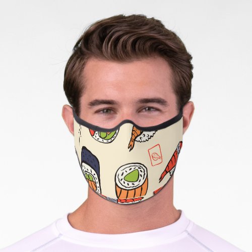 Sushi food seamless pattern design premium face mask