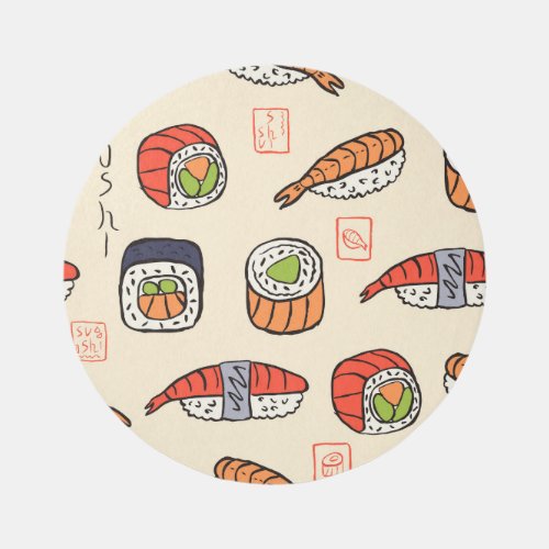 Sushi food seamless pattern design rug