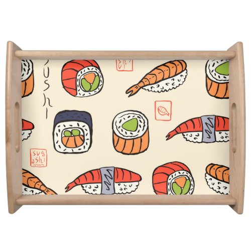 Sushi food seamless pattern design serving tray