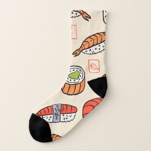 Sushi food seamless pattern design socks