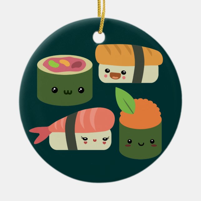 Sushi Friends Ceramic Ornament (Front)