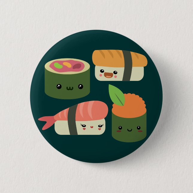 Sushi Friends Pinback Button (Front)