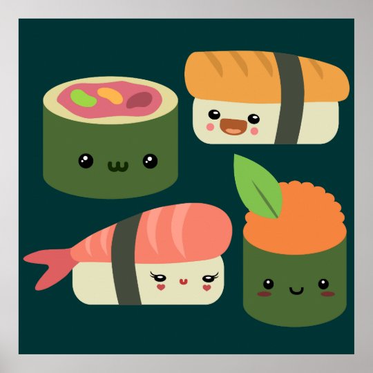 Sushi Friends Poster | Zazzle.com