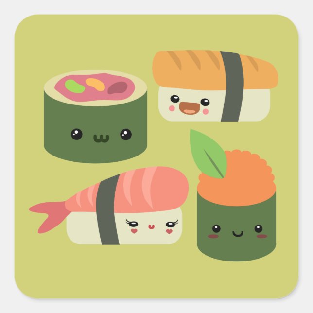 Sushi Friends Square Sticker (Front)