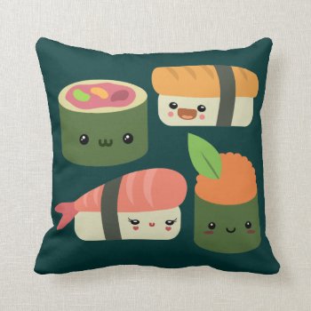 Sushi Friends Throw Pillow by Middlemind at Zazzle