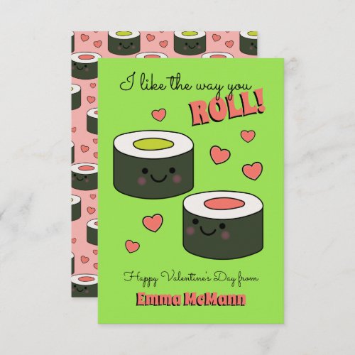 Sushi Friendship Kids Classroom Valentine Cards