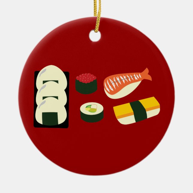 Sushi Fun Ceramic Ornament (Front)