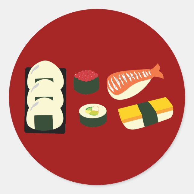 Sushi Fun Classic Round Sticker (Front)