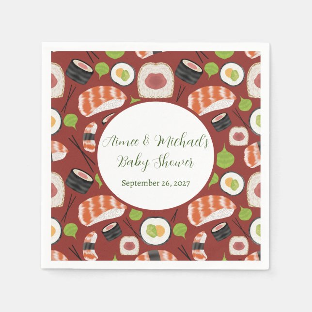 Sushi Gender Neutral Baby Shower Napkins (Front)