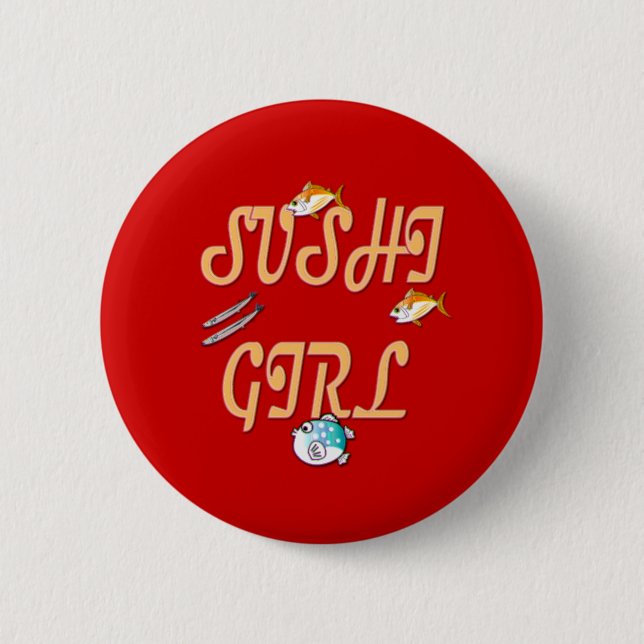 Sushi Girl Pinback Button (Front)